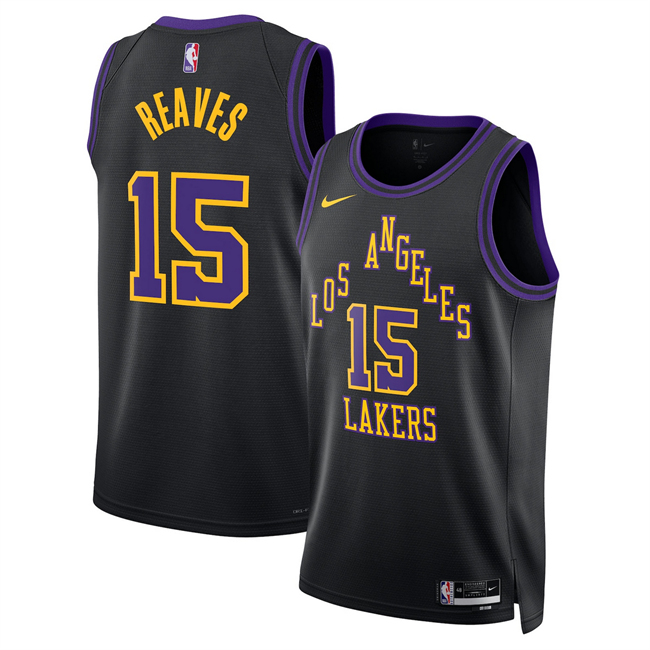 Men's Los Angeles Lakers #15 Austin Reaves Black 2025/26 City Edition Stitched Basketball Jersey
